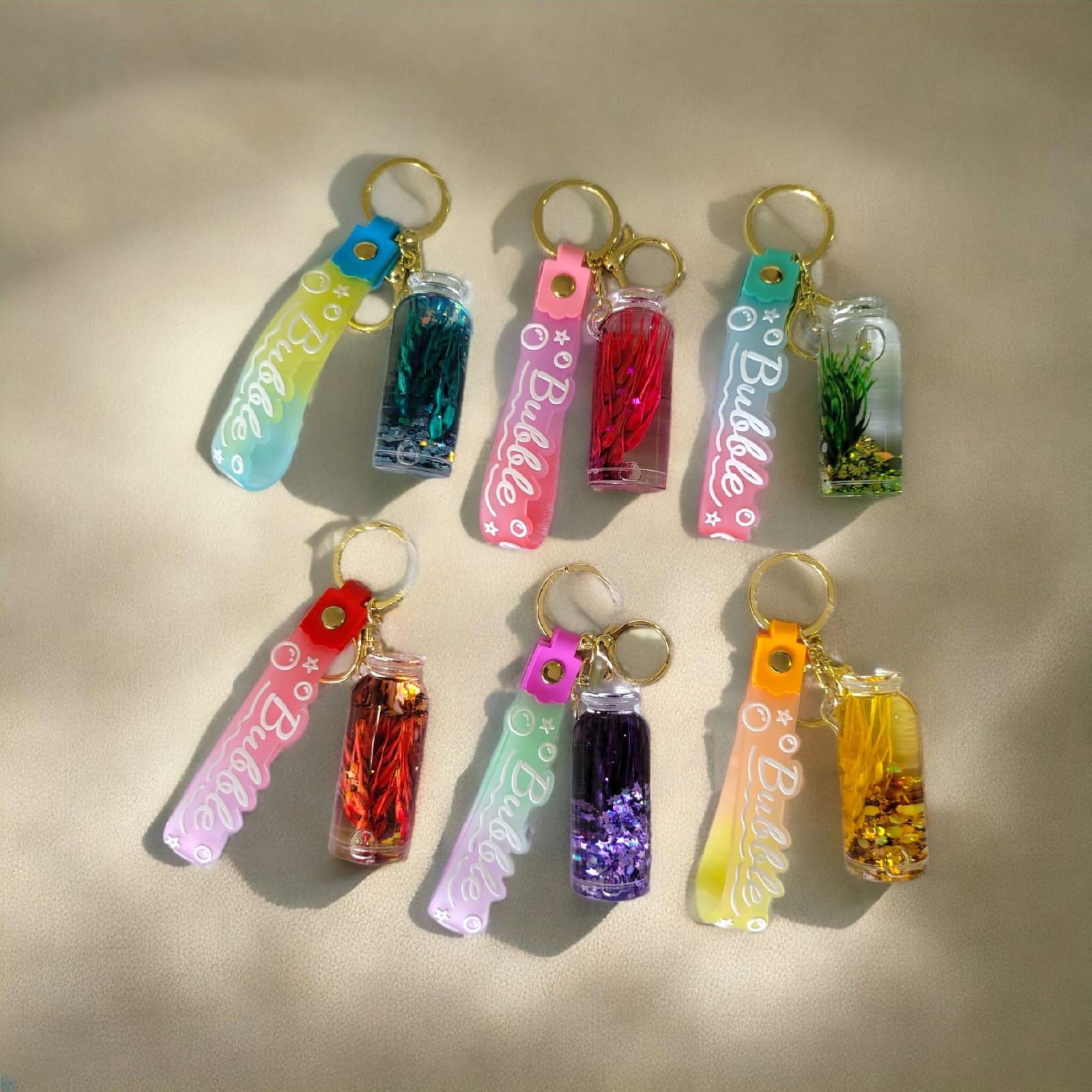 Quirky Surprise Jar Water Keychain With Bagcharm and Strap (Select From Drop Down Menu) - ThePeppyStore