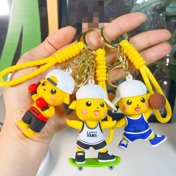 Pokemon Keychain 3D Silicon Keychains With Bagcharm and Strap - ThePeppyStore