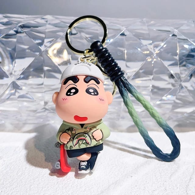 Shinchan 3D Silicon Keychain with Bagcharm and Strap (Choose From Dropdown)