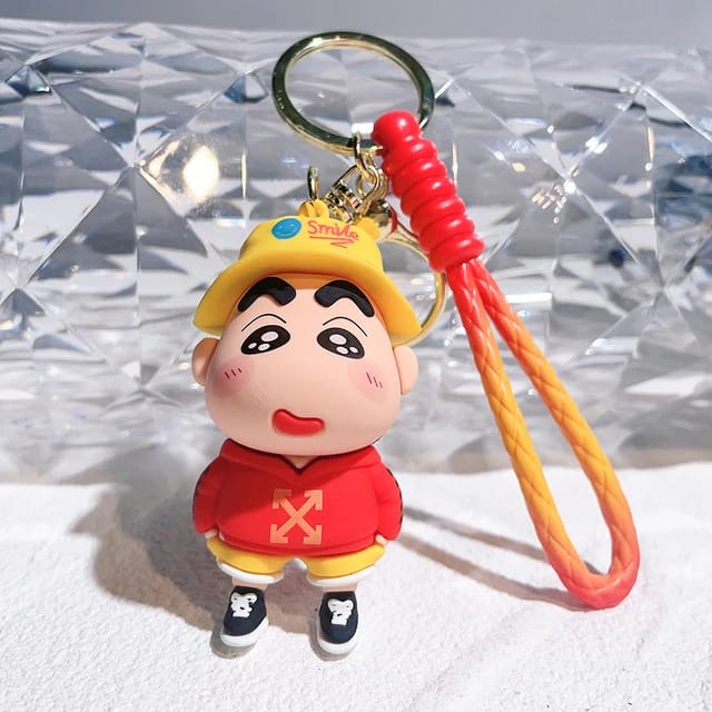 Shinchan 3D Silicon Keychain with Bagcharm and Strap (Choose From Dropdown)