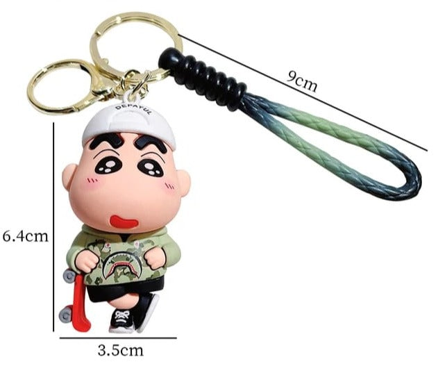 Shinchan 3D Silicon Keychain with Bagcharm and Strap (Choose From Dropdown)