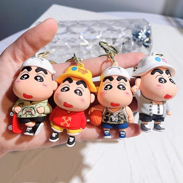 Shinchan 3D Silicon Keychain with Bagcharm and Strap (Choose From Dropdown)