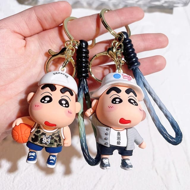 Shinchan 3D Silicon Keychain with Bagcharm and Strap (Choose From Dropdown)