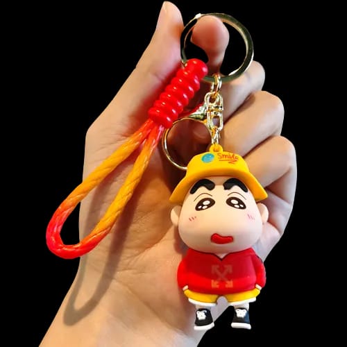 Shinchan 3D Silicon Keychain with Bagcharm and Strap (Choose From Dropdown)