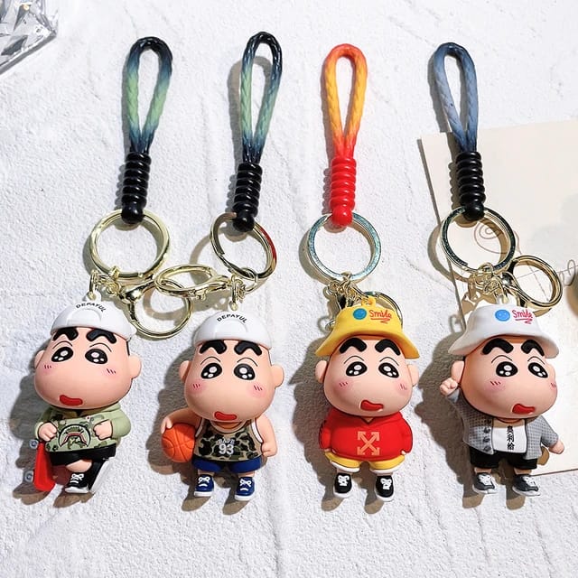 Shinchan 3D Silicon Keychain with Bagcharm and Strap (Choose From Dropdown)