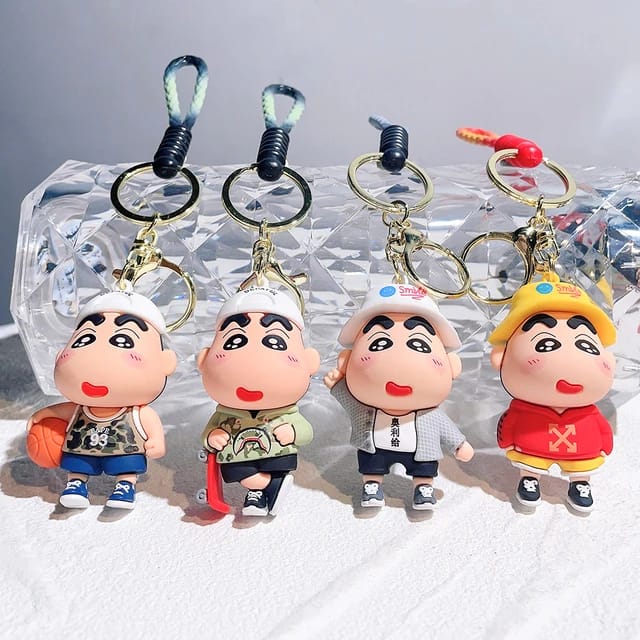 Shinchan 3D Silicon Keychain with Bagcharm and Strap (Choose From Dropdown)