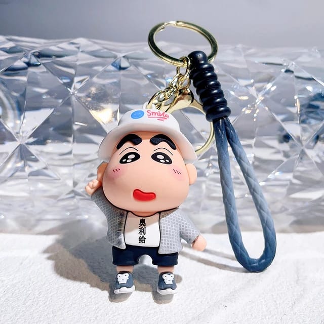 Shinchan 3D Silicon Keychain with Bagcharm and Strap (Choose From Dropdown)