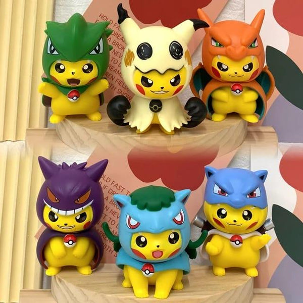 Pikachu Pokemon's Cosplay Version Collectable Figures Set Of 6
