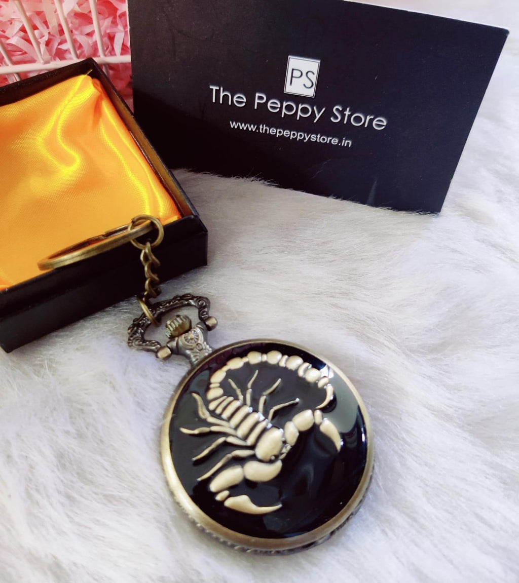 Scorpion Pocket Watch Keychain ThePeppyStore
