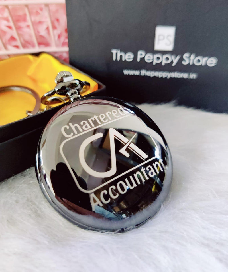 Chartered Accountant Pocket Watch Keychain - ThePeppyStore