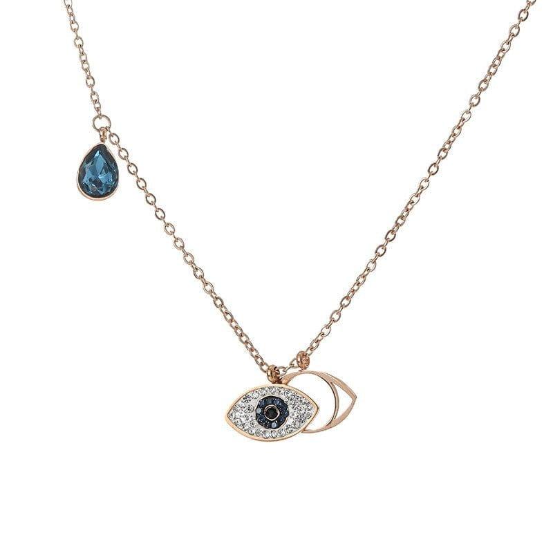 THE IMITATION Diamond Evil Eye Necklace / 14k Solid Gold Nazar Hamsa Good  Luck Necklace Cubic Zirconia