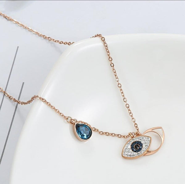 Blue Evil Eye Rose Gold Necklace - ThePeppyStore