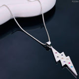 Lightning Thunder White Enamel Necklace - ThePeppyStore