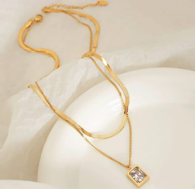 Double Layered Gold plated Necklace - ThePeppyStore