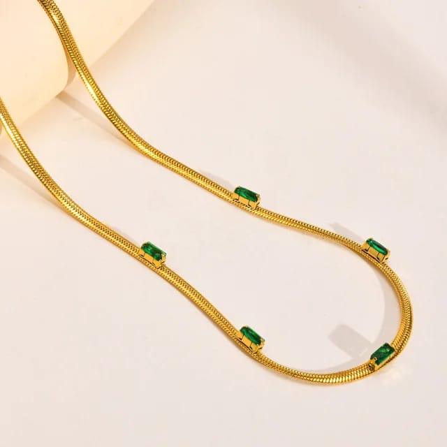 Herringbone Green Chain Choker Necklace - ThePeppyStore