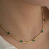 Herringbone Green Chain Choker Necklace - ThePeppyStore