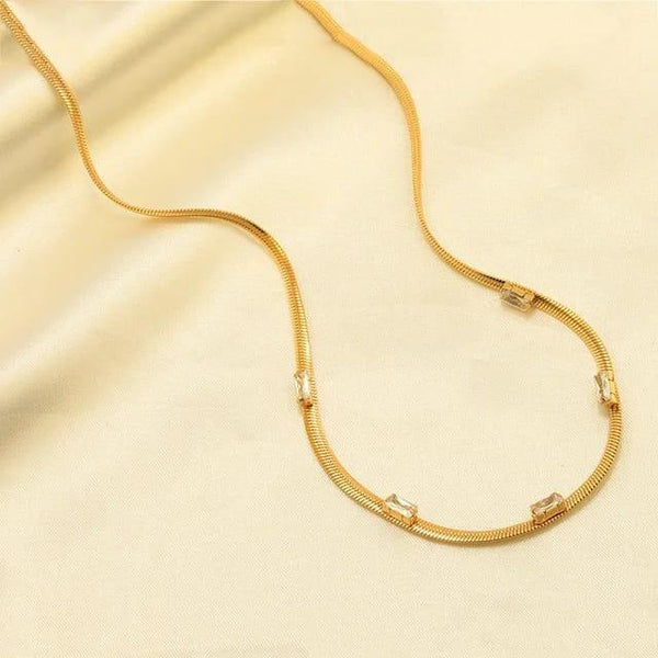 Herringbone White Chain Choker Necklace - ThePeppyStore