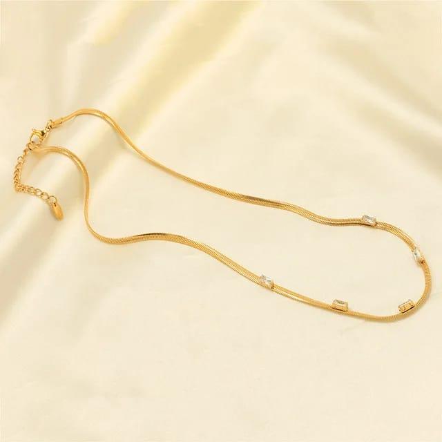 Herringbone White Chain Choker Necklace - ThePeppyStore