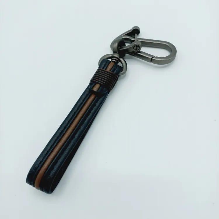 Leather Keychain With Bagcharm - Brown - ThePeppyStore