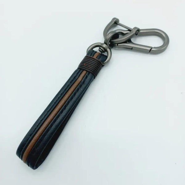 Leather Keychain With Bagcharm - Brown - ThePeppyStore