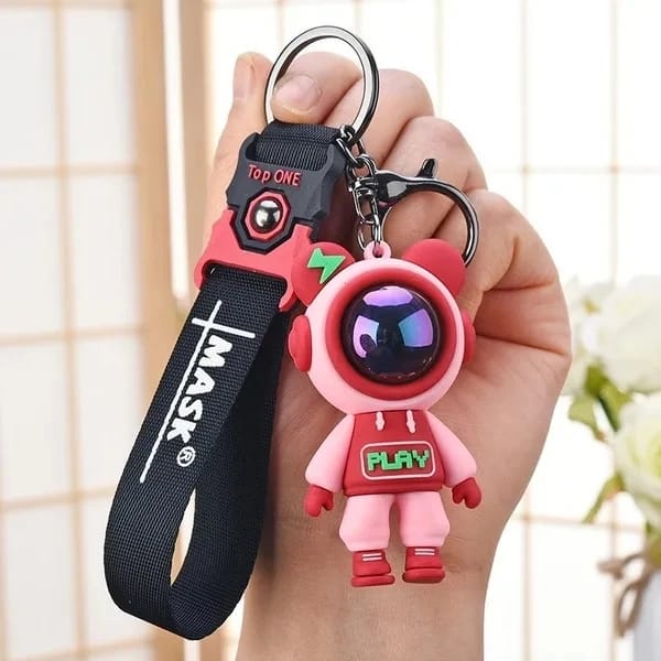 Astronaut Silicon Keychain With Bagcharm And Strap (Choose From Drop Down Menu)