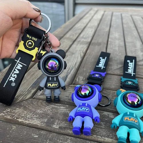 Astronaut Silicon Keychain With Bagcharm And Strap (Choose From Drop Down Menu)