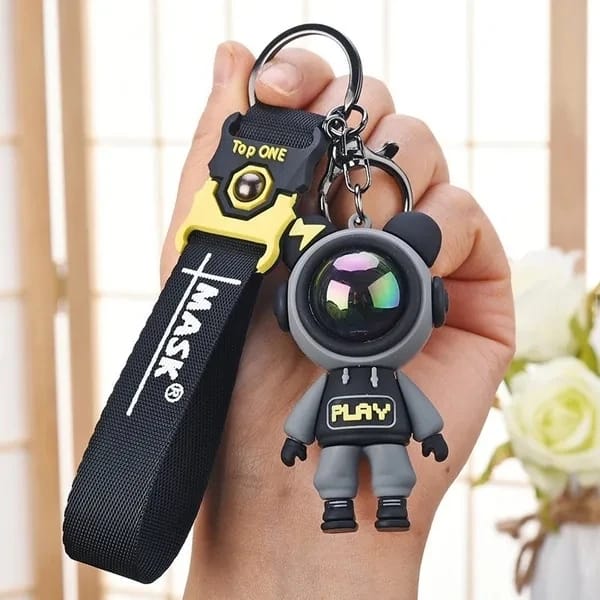 Astronaut Silicon Keychain With Bagcharm And Strap (Choose From Drop Down Menu)