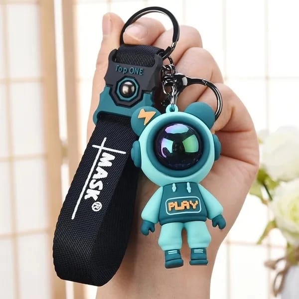 Astronaut Silicon Keychain With Bagcharm And Strap (Choose From Drop Down Menu)