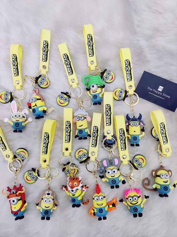 Minion Silicon Keychain with Bagcharm and Strap (Cosplay animal version) - Select from Drop Down Menu