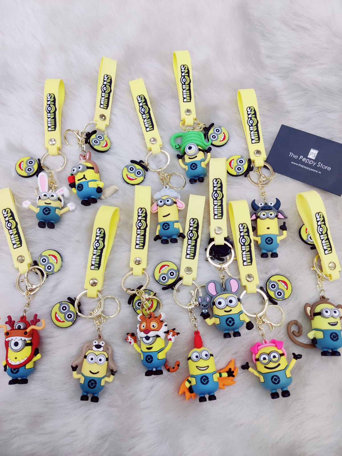 Minion Silicon Keychain with Bagcharm and Strap (Cosplay animal version) - Select from Drop Down Menu