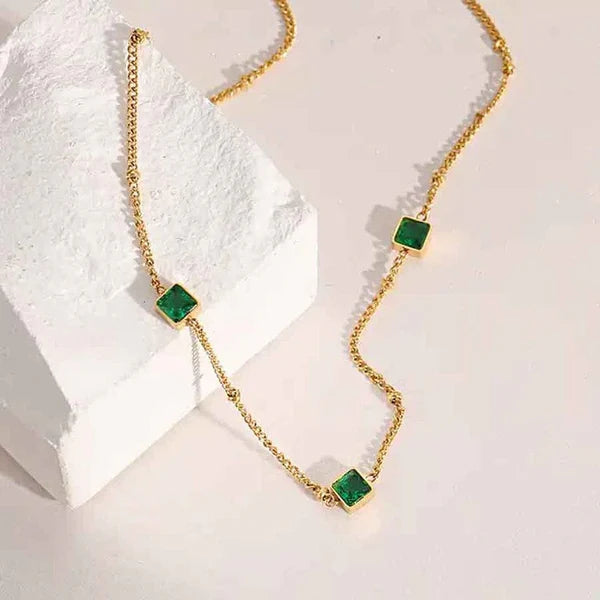 Triple Gemstone Necklace - (Select From Drop Down Menu)