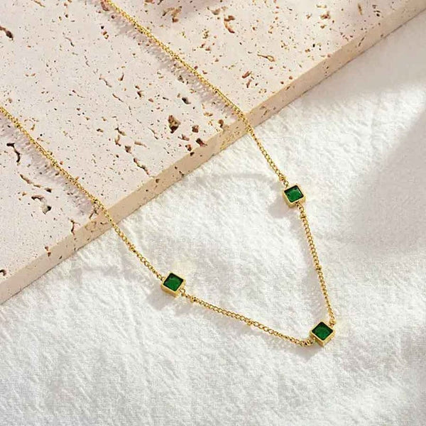 Triple Gemstone Necklace - (Select From Drop Down Menu)