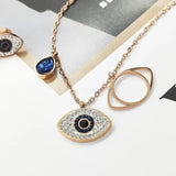 Blue Evil Eye Rose Gold Necklace