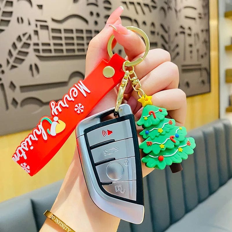 Christmas Tree 3D Silicon Keychain With Bagcharm and Strap