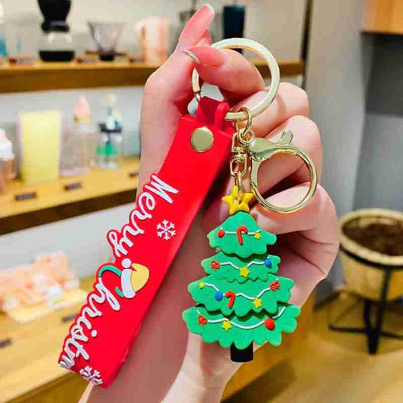 Christmas Tree 3D Silicon Keychain With Bagcharm and Strap