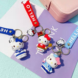Cute Hello Kitty Cat 3D Silicon Keychain with Bagcharm and Strap (Select From Drop Down)