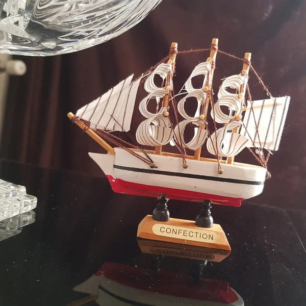 Confection - Home Decorative Wooden Sailing Ship Showpiece for Home & Office (Red&White) - (Select From Drop Down Menu)