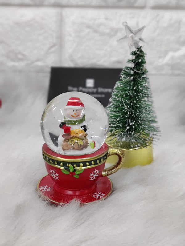 Christmas Cute Mini Happy Snowman Snow Globe Decorative Showpiece