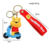 Winnie Pooh 3D Silicon Keychain With Bagcharm and Strap (Select From Drop Down Menu)