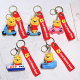Winnie Pooh 3D Silicon Keychain With Bagcharm and Strap (Select From Drop Down Menu)