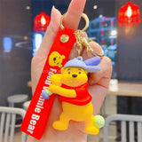 Cute Winnie The Pooh 3D Silicon Keychain With Bagcharm and Strap (Select From Drop Down Menu)
