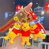 Cute Winnie The Pooh 3D Silicon Keychain With Bagcharm and Strap (Select From Drop Down Menu)