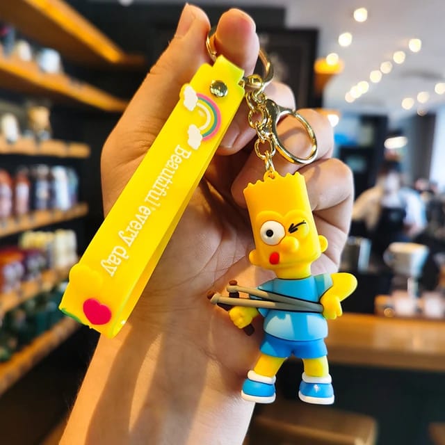 Bart Simpson Silicon 3D Keychain with Bagcharm and Strap (Select From Drop Down Menu)