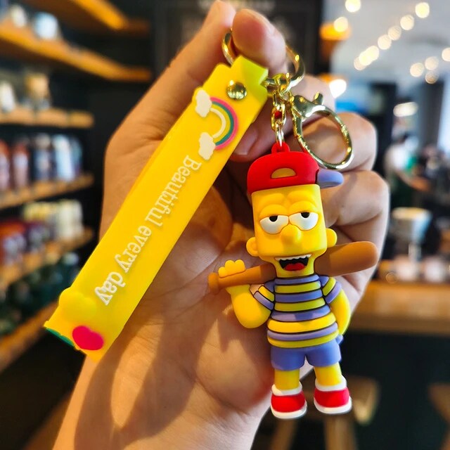 Bart Simpson Silicon 3D Keychain with Bagcharm and Strap (Select From Drop Down Menu)