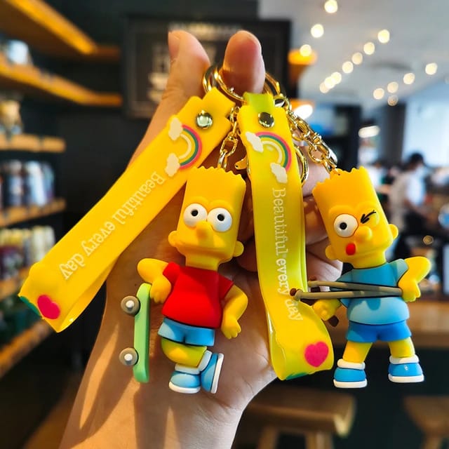 Bart Simpson Silicon 3D Keychain with Bagcharm and Strap (Select From Drop Down Menu)