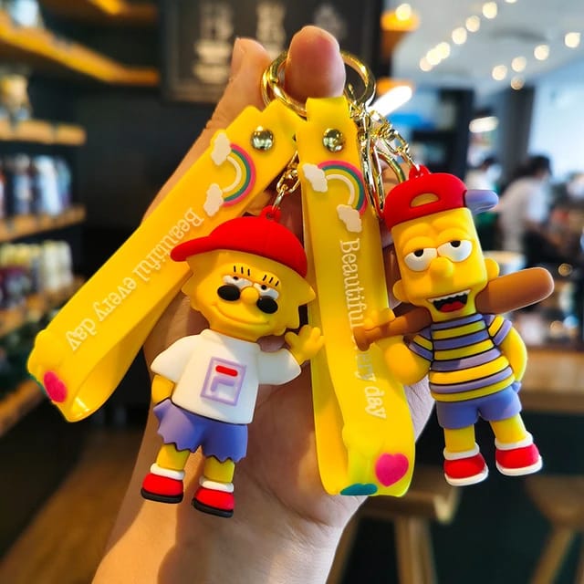 Bart Simpson Silicon 3D Keychain with Bagcharm and Strap (Select From Drop Down Menu)