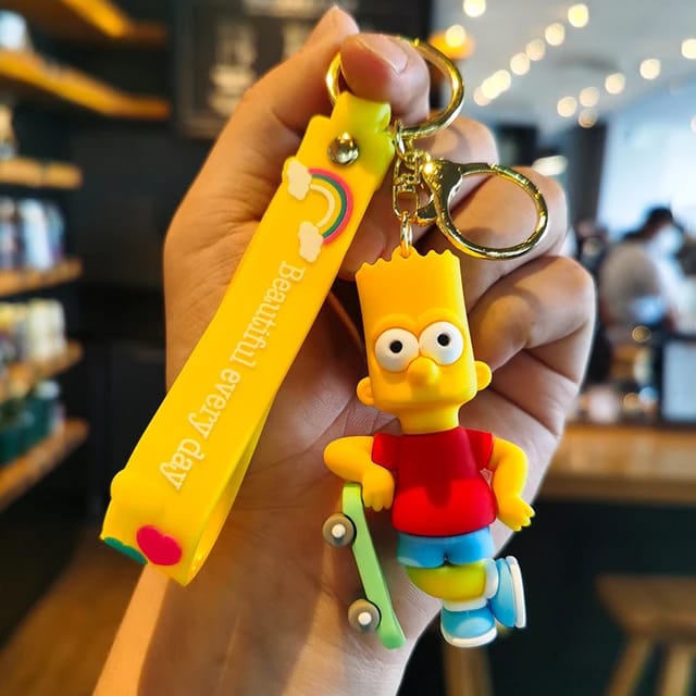 Bart Simpson Silicon 3D Keychain with Bagcharm and Strap (Select From Drop Down Menu)