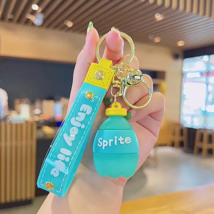 Cute Beverage 3D Silicon Keychain With Bagcharm and Strap (Select from Drop Down Menu)