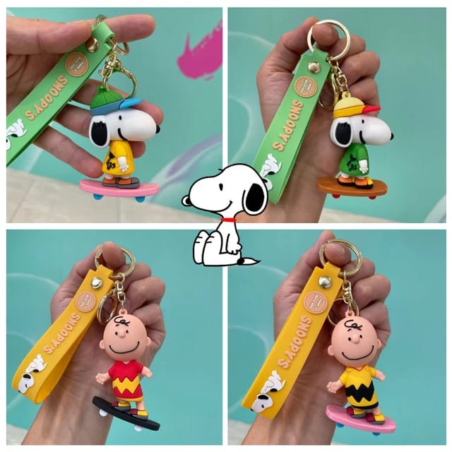 Snoopy 3D Silicon Keychain With Bagcharm and Strap (Select From Drop Down Menu)