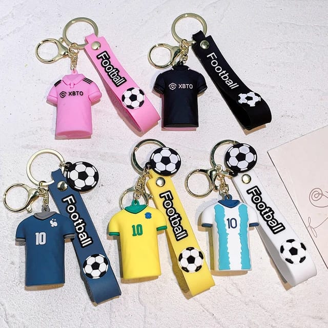 Football Player Jersey Silicon Keychains with Bagcharm and Strap (Select From Drop Down Menu)